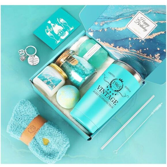 Aqua Blue Vintage Bath & Body Gift Set 60th birthday - Picture 2 of 6